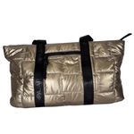 Pajar  Tuios Quilted Tote Bag Gold Metallic Nylon Shoulder Bag Photo 2