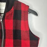 Madewell  Red Black Buffalo Plaid Fleece Lined Vest Size S Photo 6