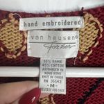 Vintage Size M Cardigan Sweater Vest Argyle Print Hand Embroidered Long Line Size M Photo 6