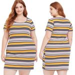 Torrid Women's Yellow Gray White Black Striped Knit Dress Size 2 2X Photo 0