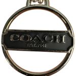 Coach  Silver Black Round Medallion Keychain Bag Charm Metal Disc Hangtag Photo 0