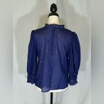 Farm Rio  Embroidered Beaded Flowers Blouse With Puff Sleeves Women’s Size Lg Photo 5