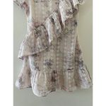 Tularosa  Benson Dress Ivory White Lilac Purple Ruffle Mini Eyelet EUC S Garden Photo 4