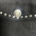 Quacker Factory  Black Denim Jacket Size Small Rhinestones Angel Wings Star Photo 3