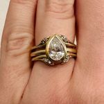 Diamond wedding ring wrap guard! 14K gold vintage style double band! Photo 6