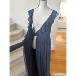 Revelry Valerie Chiffon Faux Wrap Ruffle Maxi Dress Dusty Blue Size M Photo 6
