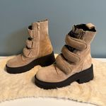 Free People Latte Suede Emmet Lace Up Lug Sole Boots Photo 3