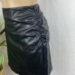 Line and Dot  Black Faux Leather Side Ruched Mini Skirt M Photo 2