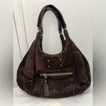 Kate Spade  Chocolate Brown Suede Patent Leather Shoulder Bag Photo 1