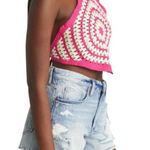BP  from Nordstrom Crochet Hankerchief Halter Top in Pink Festival Swirl XL. NWOT Photo 0