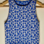 Forever 21  | Blue & White Hawaiian Hibiscus Print Ribbed Tank | M/L Photo 0