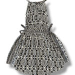 Free People  Black & Ivory Smocked Halter Mini‎ Dress XS Boho Festival Style Photo 0