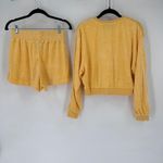 Nike Set Terry Towelling Tracksuit Retro Femme Sweatshirt Snap Shorts Yellow XS Photo 4