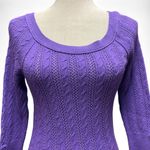 American Eagle Outfitters Y2K Style Purple Cable Knit 3/4 Sleeve Skinny Sweater Photo 1