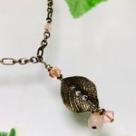 Gold Pink Leaf Fairy Feather Necklace New Photo 8