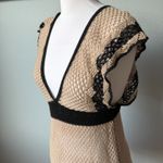 Crochet Knit Swim Beach Cover Up Size Large Tan Photo 4