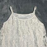 Women's Sleeveless Lace Mini Dress with Fringe Hem Size XXS Boho Bridal Grad White Photo 2