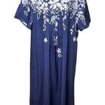 Womens Hawaian Style Shift Dress Noracora Floral u Size XXL 14 Modest Round Nec Blue Photo 0
