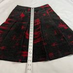 None Jackydano Black & Red Abstract Pleated Skirt Faux Belt Photo 2