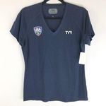 Tyr. Womens Alliance Tech Tee USA Water Polo V Neck Short Sleeve Navy Blue S Photo 0