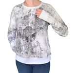 Lucy Activewear  White Gray Splatter Blizzard Print long sleeve pocket sweatshirt Photo 4