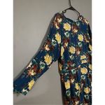 JUST FAB Long Sleeve Floral Print Blue A Line Rayon High Neck Dress 2X Photo 2
