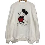 Jerzees Vintage 1980’s  Mickey Mouse Uni-Sex XL White Shoes Pullover Sweatshirt Photo 0