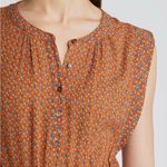 Faherty Woodstock Print Midi Dress in Chestnut Blossom Small V Neck Button Front Orange Size undefined Photo 3