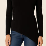 Saks 5th Avenue Saks Fifth Avenue 100% Cashmere Asymmetrical Hem Sweater Black Size XS Photo 0