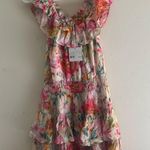 Lavender Brown  Off Shoulder Tired Ruffle Dress In Floral Print Size S NEW Photo 2