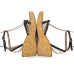 J.Crew  Donna Wedge Sandals Size 8 Black Leather Cork Ankle Strap Vintage Y2K Photo 9