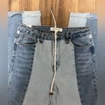 Almost Famous  Two Tone High‎ Rise Jeans 70s Panel Stripe Fray Hem Size 9 Photo 6