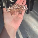 RoseGold Flower Wedding Hair Comb Crystal Rhinestone‎ and Pearl Gold Photo 3