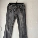 Mek Denim Women's Gray Bootcut Jeans Embellished Pockets Size 27 Western Buckle Photo 3