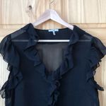 Metro 7 Cap Sleeve Sheer Ruffled Top size XL Black Photo 2
