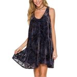 Free People Blue Combo ELLIE Velvet Burnout Mini Swing Dress Sz XS Photo 4