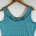 Boden UK 18 US 14 Teal Floral‎ Print Ruffle Neck Sleeveless Tank Top Blue Photo 6