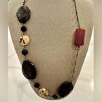 Boutique Chunky and natural Stones Beaded Link Necklace Red Photo 0