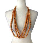 Chico's New  Orange Beaded 3 Strand Long Boho Necklace and Bracelet Set Photo 0