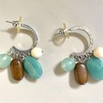 Silver tone hoops with beads Photo 0