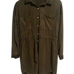 36.5 Shirt Dress Women Medium Forrest Green Faux Suede Button Up Long Sleeve Photo 0