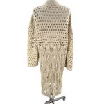 Natural Life  Duster Crochet Open Knit Cardigan Sweater Cream Boho L/XL Photo 3