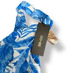DO+BE NWT Tropical Halter Mini Dress Blue White Leaf Print Back Tie Medium Photo 6