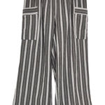 Soft Surroundings  Grey & White Wide Striped Cropped Wide Leg Pants Womens M Photo 0