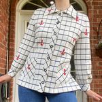 Vintage 60s Nautical Embroidered Sweater Jacket White Size M Photo 3