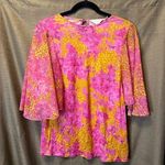 Ted Baker  Lilanya Metropolis Printed Flutter Sleeve Blouse Pink Orange Size 1 Photo 0