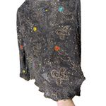 Chico's Womens Embellished Cardigan Size 1 Brown Gold Sequin Silk Paisley Chic Photo 8