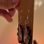 Handmade NWT Wooden Lavender Easter Gnome Painted Earrings Photo 5