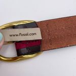 Fossil  Women's Colorblock Braided Belt Raspberry Red Brown Suede Leather Large Photo 5