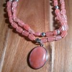 Cherry Quartz Two Row Beaded Pendant Necklace Photo 1